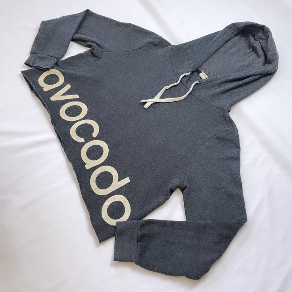 Avocado Active | Grey Atheltic Oversized Cropped Raw Hem Hoodie S - Picture 3 of 11